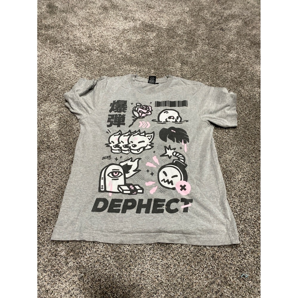 Dephect London Mens‎ Graphic T-Shirt Grey Streetwear Skull Bomb Size M
